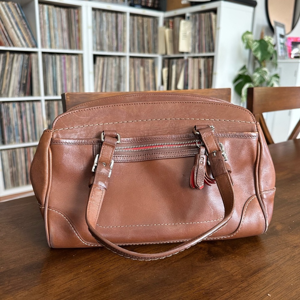 Vintage Y2K (2005) Coach Hamilton Kelly Carryall Bag 7465 Cognac Leather
